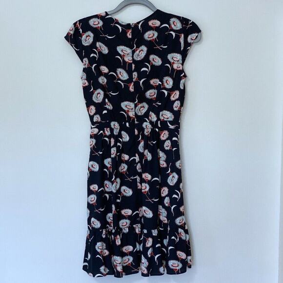 J Crew Mercantile Navy an Rust Faux Wrap Tiered Ruffle Mini Dress Floral Size 00 - Picture 4 of 11